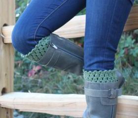 Crochet Boot Cuffs Leg Warmers Boot Socks Sage Green