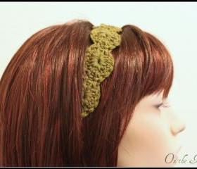 Headband Crochet Hair Tie Olive Green