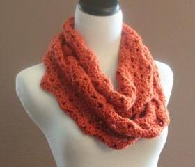 Pumkpin Spice Crochet Scarf Infinity Loop Thick Cowl Neckwarmer Scarf Snood