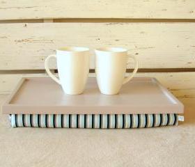  Laptop Lap Desk or Breakfast serving Tray - Grey Striped- Custom Order