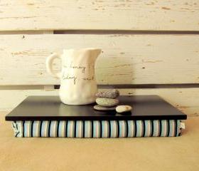  Laptop Lap Desk or Breakfast serving Tray without edges - Black with stripes- Custom Order