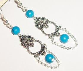 Antique dangle turquoise stone boho earrings