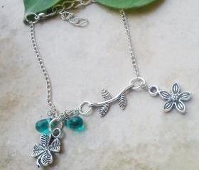 Clover leaf drop adjustable bracelet