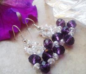 Purple crystal beadwork earrings
