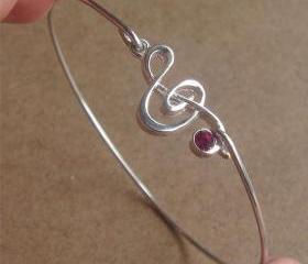 Music Note Bangle Bracelet, Simple Everyday Jewelry, Elegant gift, Bridesmaid Gift, Bridal Wedding Jewelry