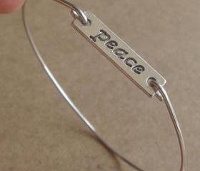 Peace Bangle Bracelet, Simple Everyday Jewelry, Elegant gift, Bridesmaid Gift, Bridal Wedding Jewelry