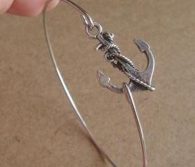 Anchor Bangle Bracelet, Simple Everyday Jewelry, Elegant gift, Bridesmaid Gift, Bridal Wedding Jewelry