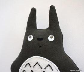 Totoro plushie. Grey handmade soft toy. Serious Totoro.
