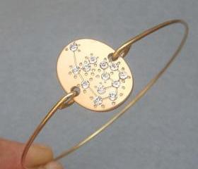 Aquarius-personalized Zodiac Constellation bangle bracelet-January February Birthday
