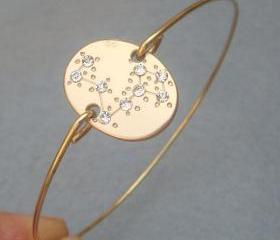 Pisces -personalized Zodiac Constellation bangle bracelet - Febuary March Birthday