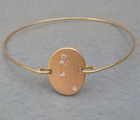 Aries -personalized Zodiac Constellation bangle bracelet - March April Birthday