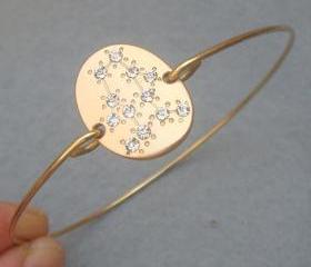 Gemini -personalized Zodiac Constellation bangle bracelet - May June Birthday