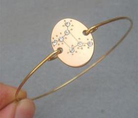Cancer Zodiac Sign -personalized Zodiac Constellation bangle bracelet - June July Birthday
