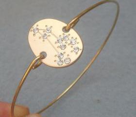 Leo -personalized Zodiac Constellation bangle bracelet - July August Birthday