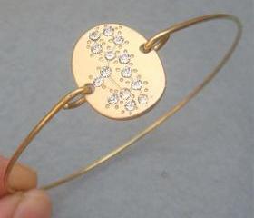 Virgo -personalized Zodiac Constellation bangle bracelet - August September Birthday