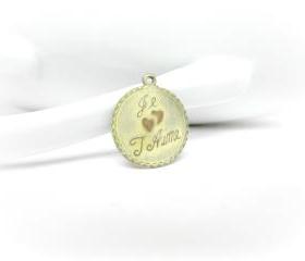 Brass Charm, French Charm, Patina Charm, Je T'aime Charm