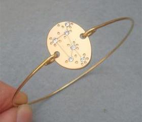 Libra -personalized Zodiac Constellation bangle bracelet - September October Birthday