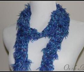Blue Purple Teal Irredesent Fringe Scarf