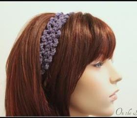 Crochet Headband Purple Hair Tie