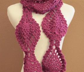 Chunky Scarf Crochet Pineapple Lace Motif Magenta