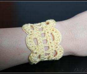 Crochet Cuff Lace Bracelet Yellow
