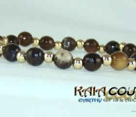 Natural Agate Gemstone Bracelet with 14K Gold Filled Accent beads.