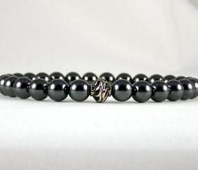 Reliability Hematite Energy Bracelet with Yogi Accent Bead, Meditation Bracelet, Yoga Bracelet, Free Shipping