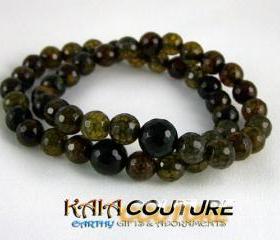 Solid Agate Enegy Bracelet SET with Faceted Black Onyx Yogi Accent bead, Meditation Bracelet, Great Gift Ideas, Free Shipping