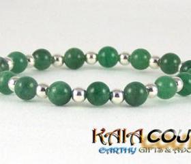 Creative Aventurine Comfort Bracelet with Sterling Silver accent beads, Free Shipping