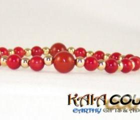 Sexual Carnelian Gemstone Bracelet with 14K Gold Filled accent beads