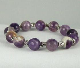 Powerful Agate Gemstones with Pewter Accent beads, Energy Bracelet, Meditation Bracelet, Free Shipping