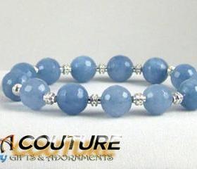 Grounding Blue Fire Agate Energy Bracelet with Silver Plated Accent beads, Comfort Bracelet, Yoga Inspired, Free shipping