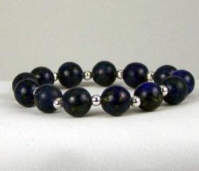 Lapis Energy Bracelet with Sterling Silver Accent Beads, Comfort Jewelry, Free Shipping, Great Gift Ideas