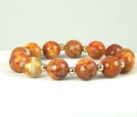 Protective Sun Kissed Agate Energy Bracelet with 14K Gold Filled Accent beads, Great Gift Ideas, Free Shipping