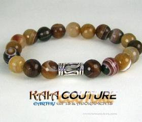 Power Agate Meditation Bracelet with Yogi Accent bead, Enegy Bracelet, Meditation Bracelet, Free Shipping