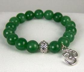 Stabalizing Aventurine Energy Bracelet with Ohm Charm and Yogi accent beads, Meditation Bracelet, Free Shipping, Great Gift Ideas