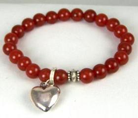 Unconditional Love Carnelian Meditation Bracelet with Heart Charm and Yogi accent bead, Energy Jewelry, Great Gift Ideas, Free Shipping
