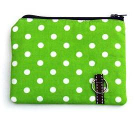 coin purse, padded in lime dots