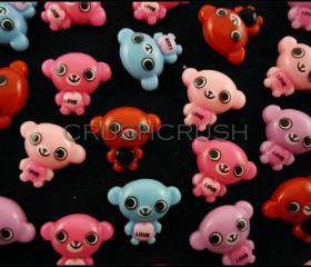  50pcs Teddy Bear Resin Flat Back Cabochons Cartoon F601