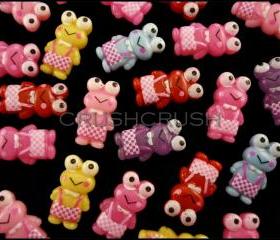  50pcs Keroppi Frog Big eyes Resin Flat Back Cabochons F593