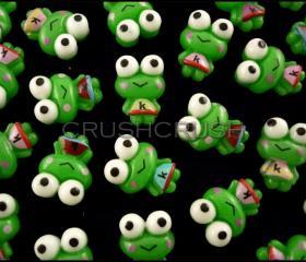 50pcs Keroppi Frog Big eyes With K dress Resin Flat Back Cabochons F592