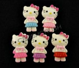 15pcs Hello Kitty Cats Bow With Japanese School Uniform Flat back Cabochons F591