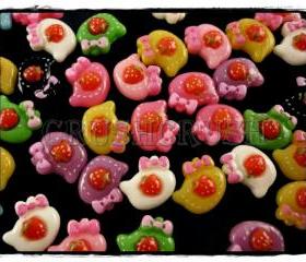  50pcs HELLO Kitty Cats Strawberry Flat Back Cabochons F579