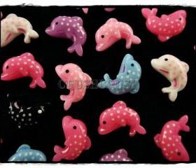  50pcs Dolphin Fish Animal Sea Flat Back Cabochons F578