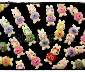  50pcs HELLO Kitty Cats Bunny Rabbit Bow Flat Back Cabochons F577