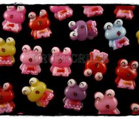 50pcs Keroppi Frog Big eyes Resin Flat Back Cabochons F573