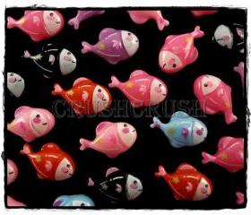 50pcs Fish Resin Flat Back Cabochons Animals Sea F565