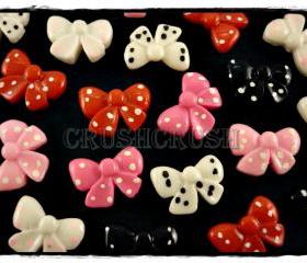  50pcs Polka Dot Knot Bow Flat back Cabochons F560