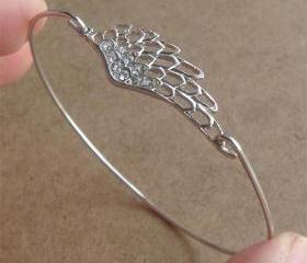 Wing Bangle Bracelet, Simple Everyday Jewelry, Elegant gift, Bridesmaid Gift, Bridal Wedding Jewelry