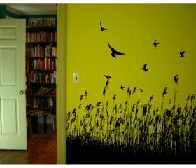 Birds and Wheat Vinyl Wall Decal 22118